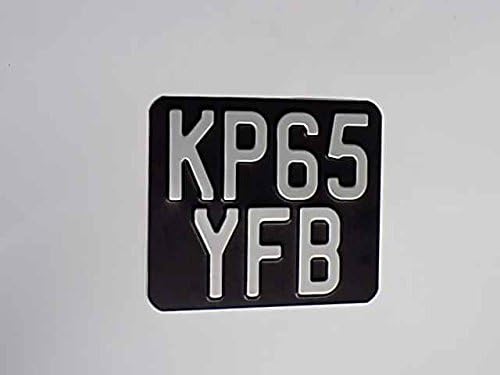 1 x Motorcycle Show Pressed Number Plate Black with Medium Silver No's 6"ins x 5"ins
