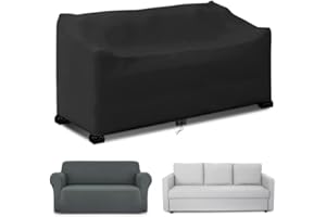 WOOWAIR Funda Protectora para Banco de Jardín de 3 Plazas, Funda para Sofa Exterior Impermeable Cubierta Protectora de Muebles Funda para Silla Larga, con cordón y Bolsa de Almacenamiento (163x66x63/89 cm)