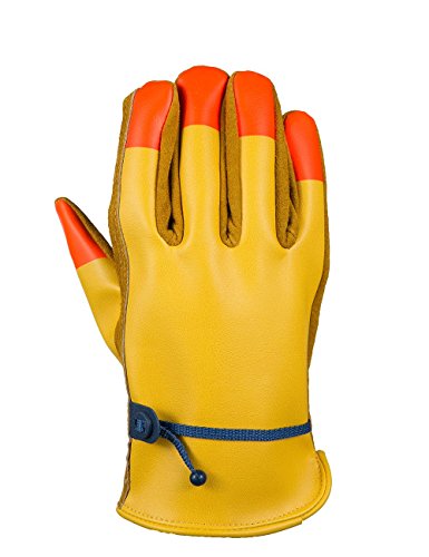 OZERO Leder Arbeitshandschuhe, Premium Rindsleder Handschuh mit Fluoreszenz Fingerspitze für Sicherheit & Sicherheit – passend für Damen & Herren 3 Paar XL - 3