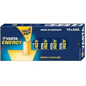 VARTA Piles AAA, lot de 10, Energy, Alcalines, 1,5V, emballage recyclé à 80%, pour des besoins de base simples, Made in Germany