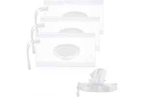 DLPRK 3 pièces Distributeurs de Lingettes Humides Portables, Réutilisables, Garde les Humides, Porte-Pochette de Voyage Personnel Rechargeable, boite a humides, pochette bébé, Style Transparent