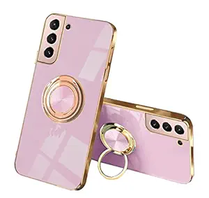 Compatible with Samsung S21 Case for Samsung S21 Phone Case Silicone Shockproof Cases Anti-Scratch Protective Case with 360 Degree Rotation Ring (Light Purple, Samsung S21)