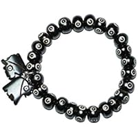 Mogul Interior Women's Beads Remove Negativity Wrist Bracelets Elephant Charms Jewelry 4" length White