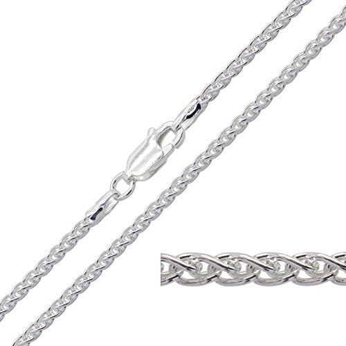 925 Sterling Silver 1.9mm Spiga Wheat Pendant Chain 16 to 30 Inch Necklace Lengths
