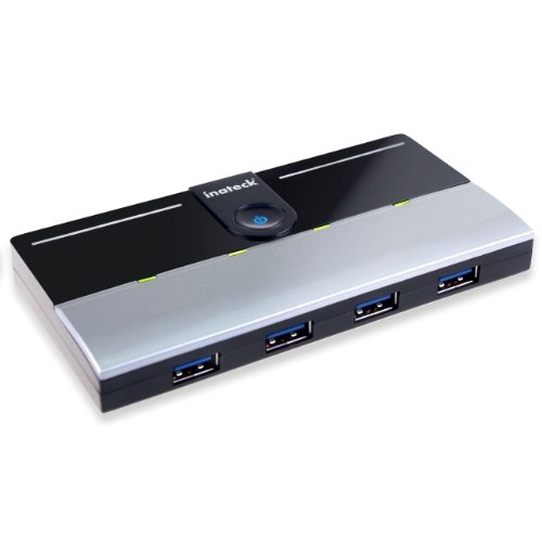 Inateck 5-Port USB3.0 Hub (4-Port, 1-Ladeport für Samsung Tabletrechnern, Apple iPad und Smartphone mit Netzadapter) und USB 3.0 Kabel schwarz (Zubehör)