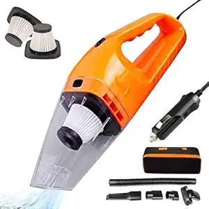 Yozo Car Vacuum Cleaner With Device Portable and High Power Plastic 12V Stronger Suction For all types Wet And Dry With Carry Bag High Power Wet & Dry Portable Car Vacuum Cleaner Orange