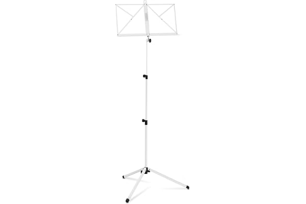 Classic Cantabile Pupitre Medium - Pupitre pliable pour enfants et adultes - Avec support de partition sur la surface - Hauteur réglable de 65 à 130 cm - Pieds en caoutchouc antidérapants - Blanc