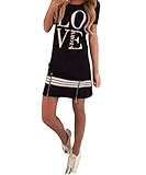 ISASSY Women's Sexy Celeb Casual Cotton Baseball Jersey T Shirt Long Tops Loose Blouse Mini Dress