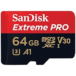 Tarjeta de memoria SanDisk Extreme PRO 64 GB microSDXC UHS-I + adaptador SD, velocidad de lectura hasta 100 MB/s, Clase 10, U3, V30 y A2