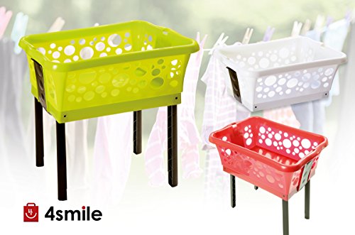 Menz Baski – Wäschekorb mit ausklappbaren Beinen, 1 Stück in kiwi | rückenfreundliche Klappautomatik, Korb: 65 x 44 x 30 cm, Standhöhe ca. 60 cm – Made in Europe - 3