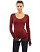 PattyBoutik Mama Trim Scoop Neck Maternity Tunic Top (Burgundy with Grey 14)