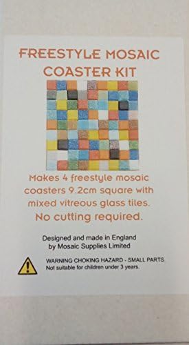 Freestyle Mosaic Coaster Kit Makes 4 Coasters with Real Glass Tiles
