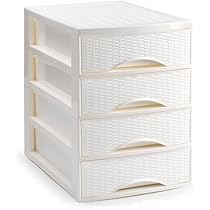 Cassettiera Rotho Country In Rattan E Plastica - 35x26x14.5cm, 8.3L, Bianco