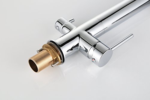amzdeal Wasserhahn Doppelt Küchenarmatur Wassertischarmatur Küche Chrom - 5