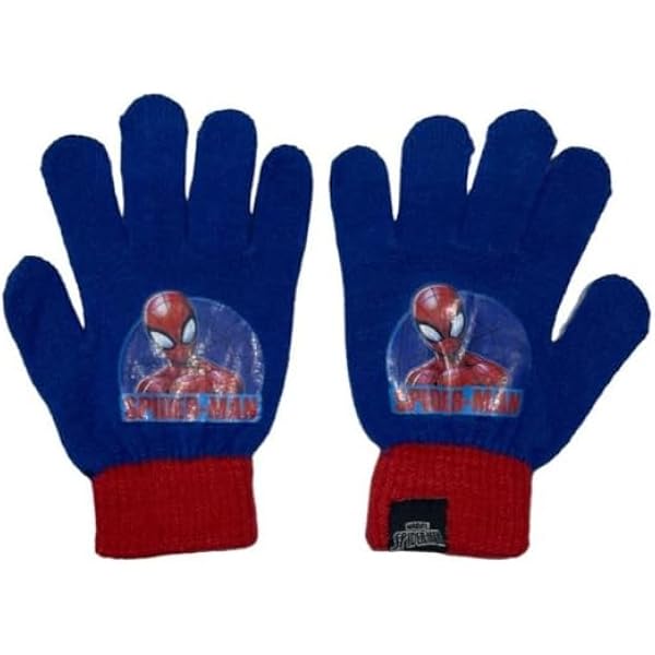 Ensemble Hiver Spiderman Garçon - Chapeau Et Gants Bleus, 100% Acrylique, Lavable En Machine, Taille Enfant - 11