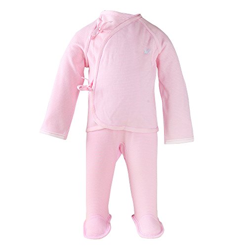 B.B.PIGEONS Newborn Baby Pink Stripe 100% Cutton Outfits Clothing Set Long Sleeve Shirt and Trousers Suit Available 0-3 Months