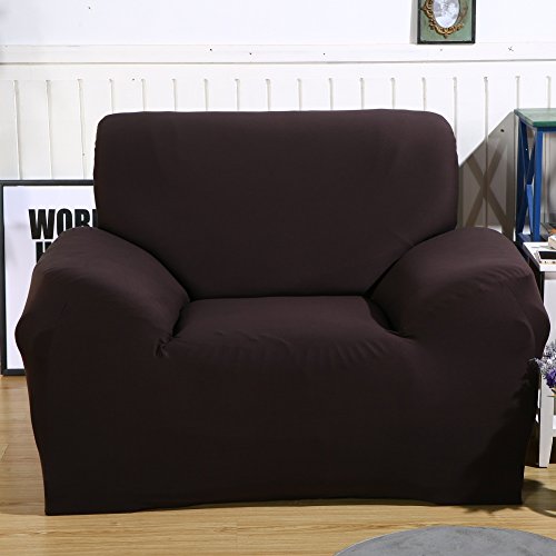 ele ELEOPTION Sofa Überwürfe Sofabezug Stretch Elastische Sofahusse Sofa Abdeckung in Verschiedene Größe und Farbe (Dunkelbraun, 1 Sitzer für Sofalänge 90-130cm)