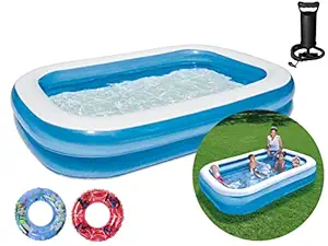 Confidence Swimming Pool Inflatable Bath Tubs for Adults Water Swimming Pool for Kids Fun Spa Swimming Bath Tub (with Manual Pump)(with Free 2 Swim Ring) (8.5ft)