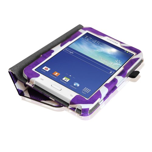 [Eckenschutz] Fintie Samsung Galaxy Tab 3 7.0 Lite T110 T111 T113 T116 Hülle Case – Slim Fit Folio Bookstyle Kunstleder Schutzhülle Cover Tasche mit Ständerfunktion für Tab 3 Lite 7.0 Zoll Tablet, Giraffe Lila - 8