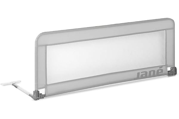 Jané Barrière de Lit Rabattable 110 cm, Extra Haute, Maille Respirante, Sac de Transport Inclus, Gris