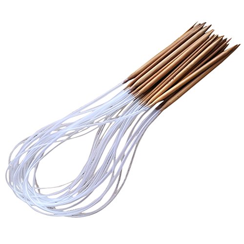 18 Stk 80cm Länge unterschiedlicher Größe Rundstricknadel Bambus Häkelnadeln strickenden Nadeln Set Kit