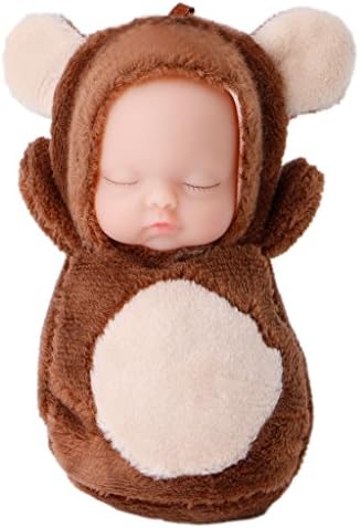 UncleS Sleeping Baby in Animal Plush Toy, Cute Mini Doll Keychain Stuffed Toy Room Decoration Kids Gift for Christmas Festival Birthday, 2.36 x 3.94 in (Bear)