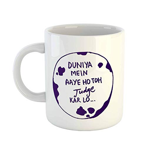 iKraft® Cute Printed Coffee Mug - Duniya me aaye ho to Judge kar lo - Funny 11oz Tea Cup - Gift for Your Loved One