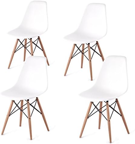 DSW Modern Chair DSW White Polypropylene and Legs Made of Beech 4 sedie