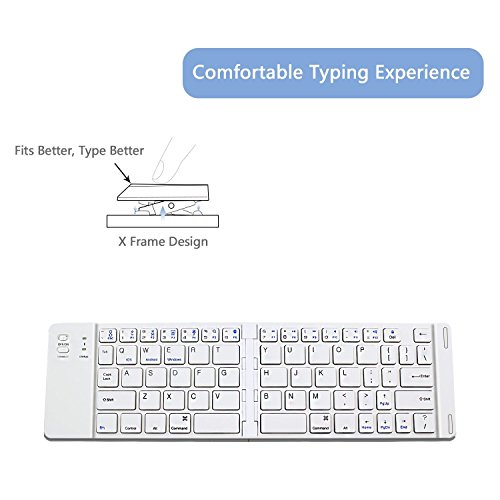 IKOS Tastiera Bluetooth Mini Portatile Pieghevole Tastiera Senza Fili Piccola Ultra Sottile Universale Ripiegabile Tastiera QWERTY Layout per iPhone iPad Air Pro iOS, Android, Windows Smartphone Tablet PC Microsoft