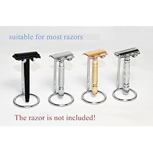 Yosoo Men Metal Art Shaving Brush Stand Holder Razor Base Chromed Silver Shaving Razor Beard Clean Shaver Kit Cartridge… - Image 6