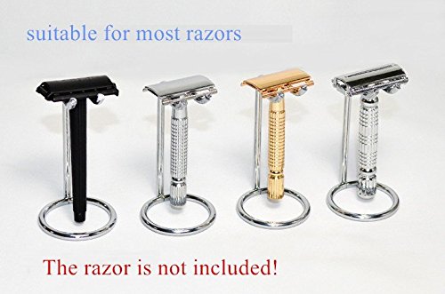 Yosoo Men Metal Art Shaving Brush Stand Holder Razor Base Chromed Silver Shaving Razor Beard Clean Shaver Kit Cartridge… - Image 6