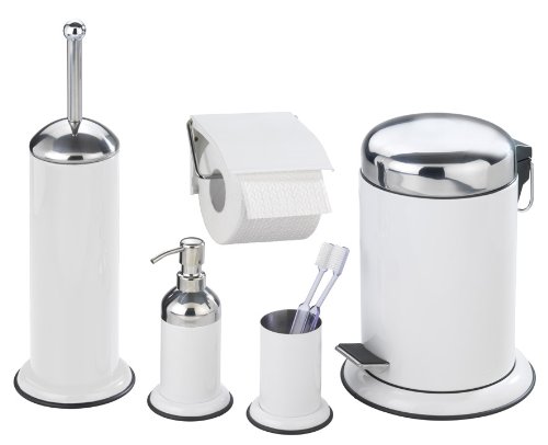 WENKO 17901100 Kosmetik Treteimer Retoro Weiß, Fassungsvermögen 3 L, Edelstahl rostfrei, 22 x 30.5 x 22 cm, Weiß - 2