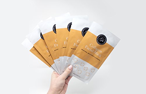 Collagen Facial Sheet Masks (Set of 6) - for Anti Aging & Wrinkle Treatment - Best Alternative to Korean Masks