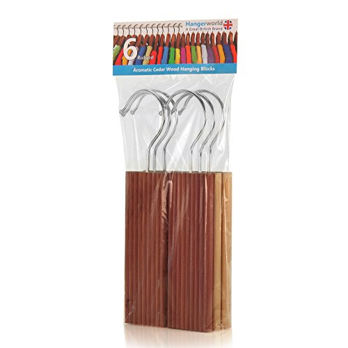 6 Geriffelte Zedernholz Blöcke zum Aufhängen – Natürlicher Mottenschutz – Hangerworld - 4