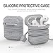 Produktbild AirPods Silikon Hülle | Silikonhülle Case Kopfhörer mit AirPods Riemen Abdeckung für Apple AirPod Hot Aufladen Cover | Shock Proof Schutz | Anti-Verloren Tasche Stoßfeste Schutzhülle (Grau)