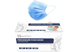 EZY-AID British Brand | Omnitex 3ply Premium Type IIR Disposable Surgical Face Mask | EN14683:2019 | 98% Filtration, Fluid Resistant, Medical Face Mask 2R with Ear Loops - Pack of 50