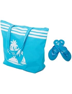 Strandtasche Damen + zehentrenner Bündeln - Palme-Muster Airee Fairee