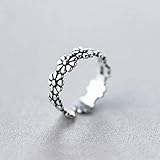 Katylen S925 Silberring Weiblich Retro National Style Silberblume Ring Süße Kleine Blume, S925 Silberring