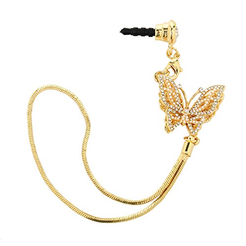 Preisvergleich Produktbild YOKIRIN Bling Strass Staubschutz Dust Plug Stöpsel Kappe Bling Diamant Niedlich Schmetterling Anhänger Hängende Kette Design Anti Dust Plug 3.5mm Headset Earphone für Smartphone Cellphone Tablet iPhone 4 4G 4S 5S 5G 5C, iPad 2 3 4 ipad mini ipad air ipad 5, Samsung Note 2 N7100, i9220 ,Note3 N9000 N9005 , Galaxy i9100, S3 i9300 , S3 Mini i8190,Samsung Galaxy S4 i9500HTC one M7 X, TC X920e, Nokia Lumia 920 925 928 n920 520, Sony L39H L36h Xperia, LG Nexus 4