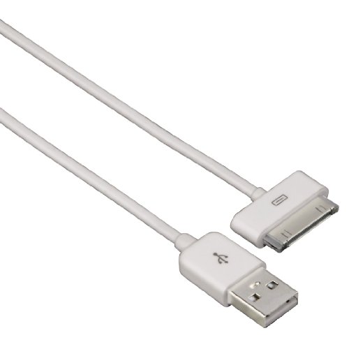 Hama USB-Lade- und Datenkabel für Apple iPhone 3G/3GS/4/4S und iPod, Apple MFI zertifiziert, 30-Pin auf USB-A-Stecker, Länge 100cm, Weiß