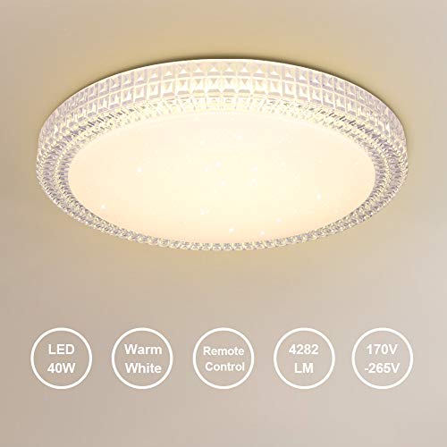 OOWOLF Plafoniera LED Soggiorno, Plafoniera LED Moderna Lampada a Soffitto Interno, Plafoniera Luce Variabile con Telecomando 40W 4282LM per Soggiorno, Camera da Letto, Corridoio, Salotto, Bagno