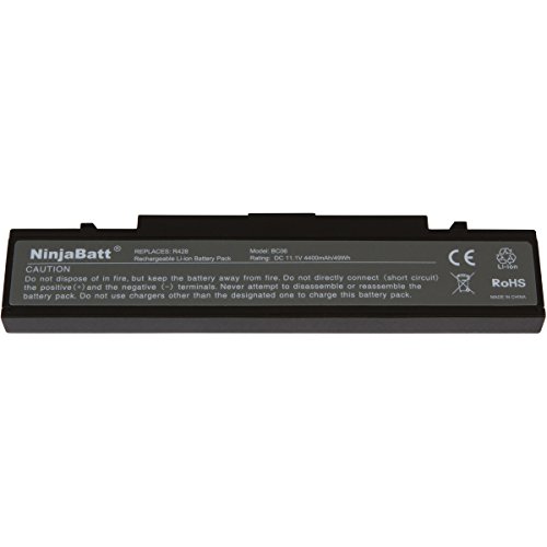 NinjaBatt New Laptop-Akku für Samsung AA-PB9NC6B AA-PB9NS6B AA-PB9NC6W AA-PB9MC6W NP300E5A AA-PB9MC6B P410 AA-PB9NS6W R580 R540 NP300V5A R505 Q210 – High Performance [6 Zellen/4400mAh/49wh] - 4