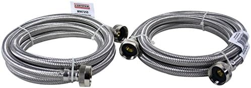 Certified Appliance Accessories Braided Stainless Steel Washing Machine Hoses, 6ft