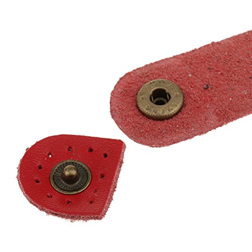 MagiDeal 5 Sets Lederriemen mit Schnalle Messing Nieten – Rot, one size - 6
