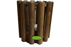 Euroshoppingonline Cesto cestino cestello gettacarta secchio porta spazzatura rifiuti contenitore in legno portarifiuti per parchi giardini pattumiera per esterno pattumiere bidone