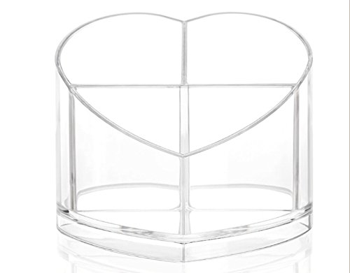 Kamay's Acrylic Makeup Brush Holder, Heart Shape Acrylic Cosmetic Organizer Can Be Used As Cosmetic Storage, Lip Tips Holder/Box with 3 Spaces (SF-1058)