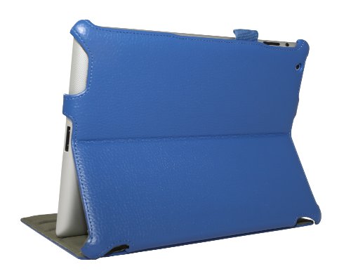 iPad 4 Hülle & iPad 3 Hülle | Smart Cover aufstellbar | Handschlaufe & Stylus-Halterung Luxus Leder für Apple Tablet 9 7 Zoll | Original Adento Marken-Design | Blau - 3