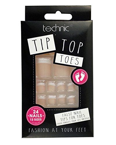 Technic Pack Of 24 Tip Top False Toe Nail Tips-Natural French
