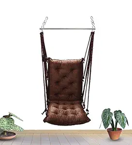 QSEC Big Swing Hammock Chair for Adults for Home, Balcony & Garden with Poly Rope with 130 Kg Load Capacity with Hooks & Accessories (Brown)