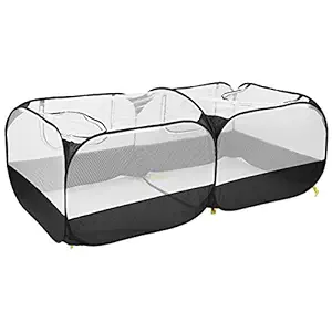 Foldable Chicken Coop, Large Chicken Run Walls Portable Chicken Pen Small Animals Playpen Rabbits Yard Playing Fence for Hen Duck Rabbit for Small Animal(Black)